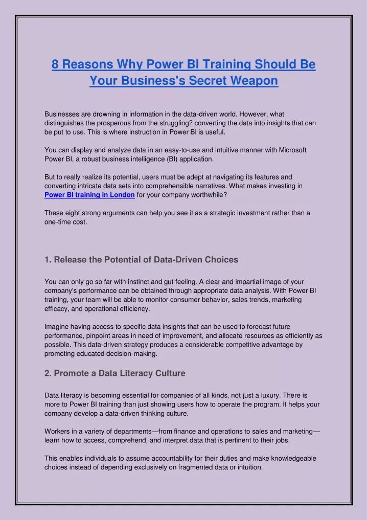 8 reasons why power bi training should be your
