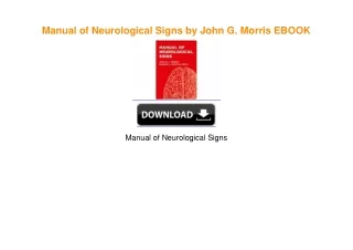 Manual of Neurological Signs by John G. Morris EBOOK