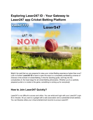 Exploring Laser247 ID - Your Gateway to Laser247 app Cricket Betting Platform