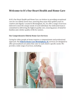 Elderly Home Care Birmingham AL