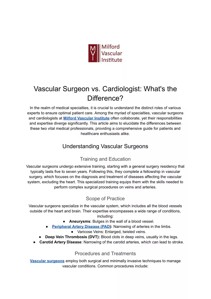 vascular surgeon vs cardiologist what