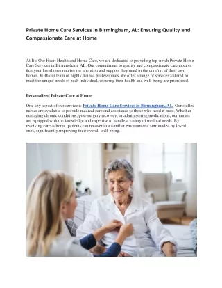 Private Home Care Services in Birmingham AL