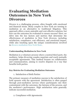 divorce mediation New York State