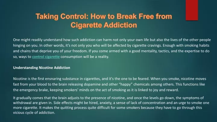 t aking control how to break free from cigarette