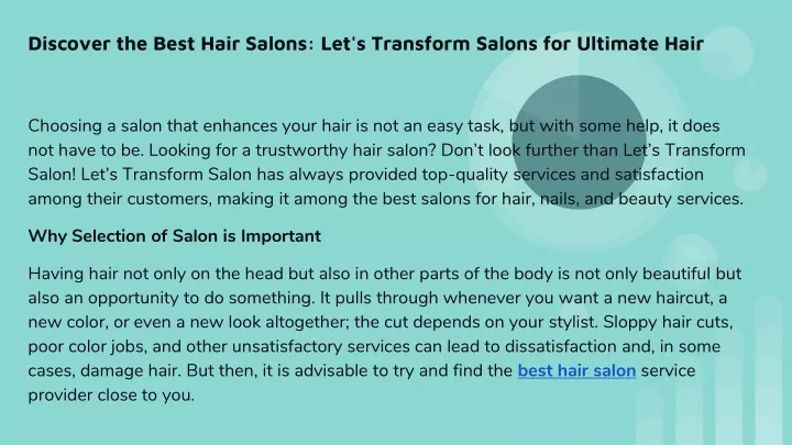 discover the best hair salons let s transform salons for ultimate hair