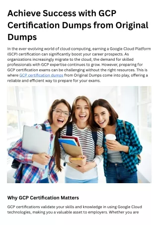 Enhance Your Skills with Original Dumps' GCP Certification Dumps