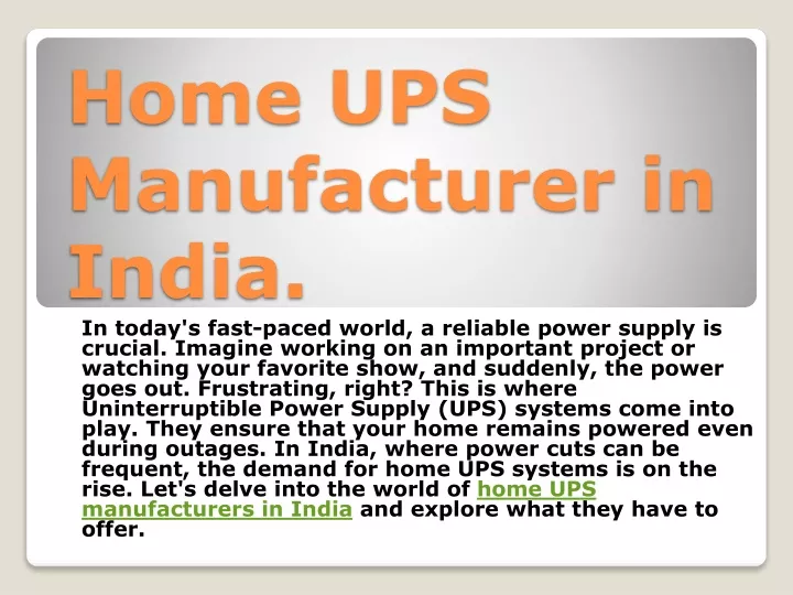 home ups manufacturer in india