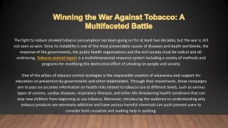 Winning the War Against Tobacco: A Multifaceted Battle