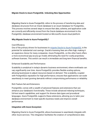 migrate oracle to azure postgresql unlocking