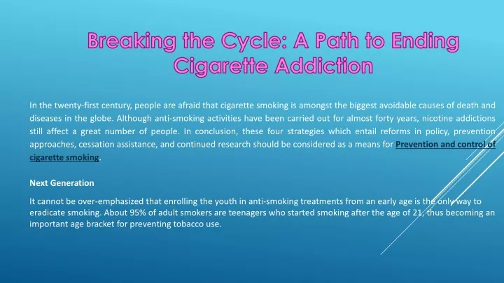 breaking the cycle a path to ending cigarette