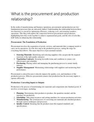 What is the procurement and production relationship
