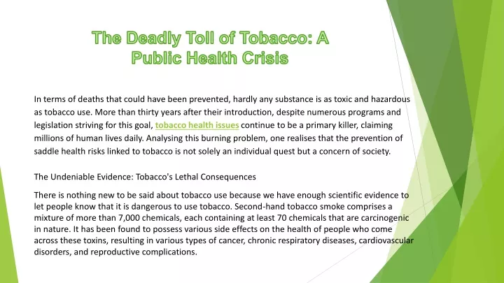 the deadly toll of tobacco a public health crisis