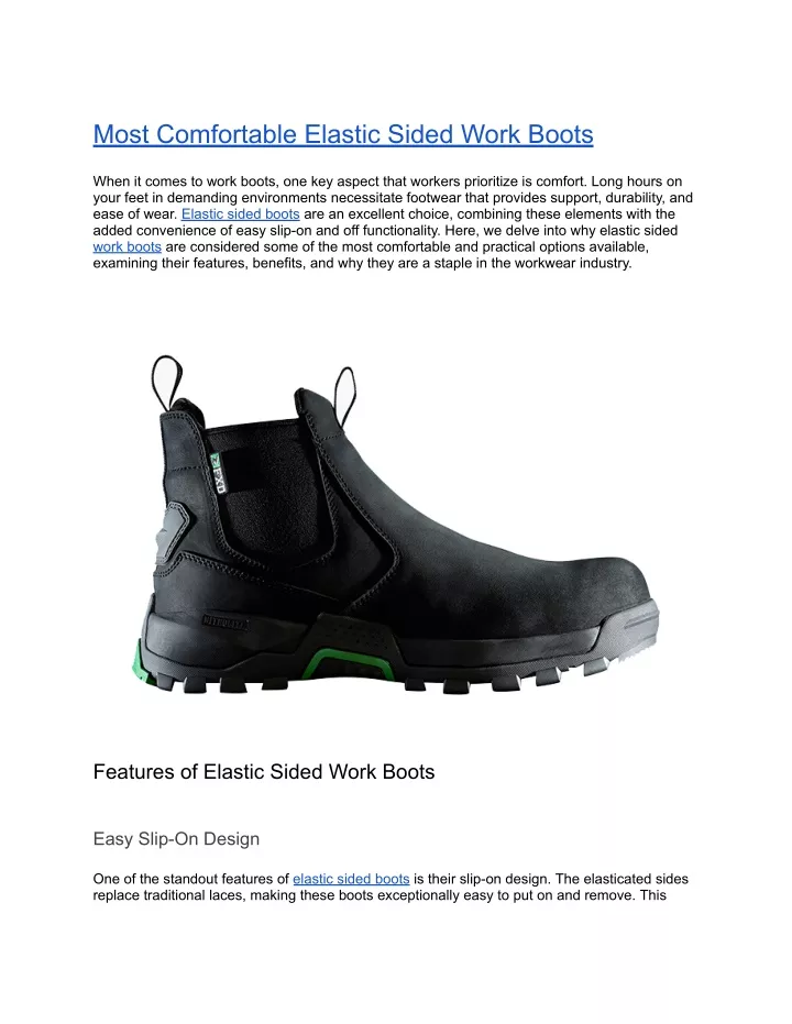 most comfortable elastic sided work boots