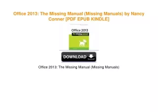 Office 2013: The Missing Manual (Missing Manuals) by Nancy Conner download ebook PDF EPUB