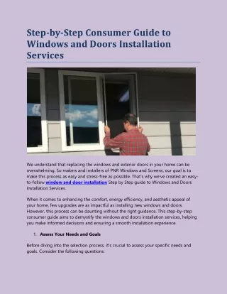 Guide to Windows and Doors Installation Services