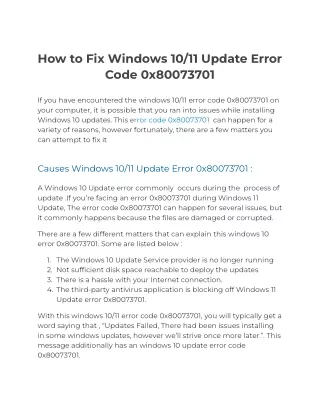 how to fix windows 10 11 update error code