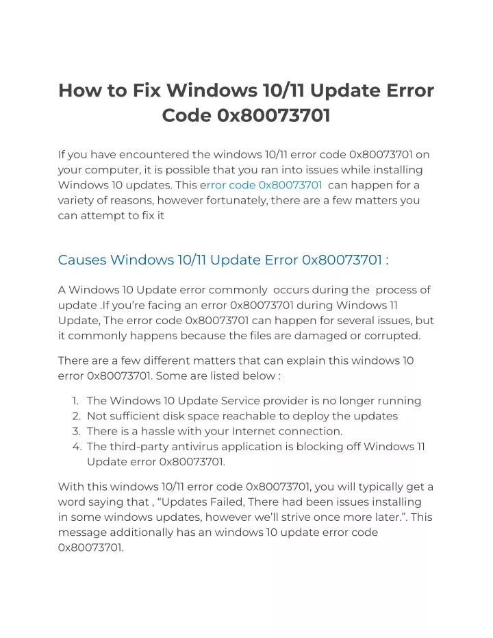 how to fix windows 10 11 update error code