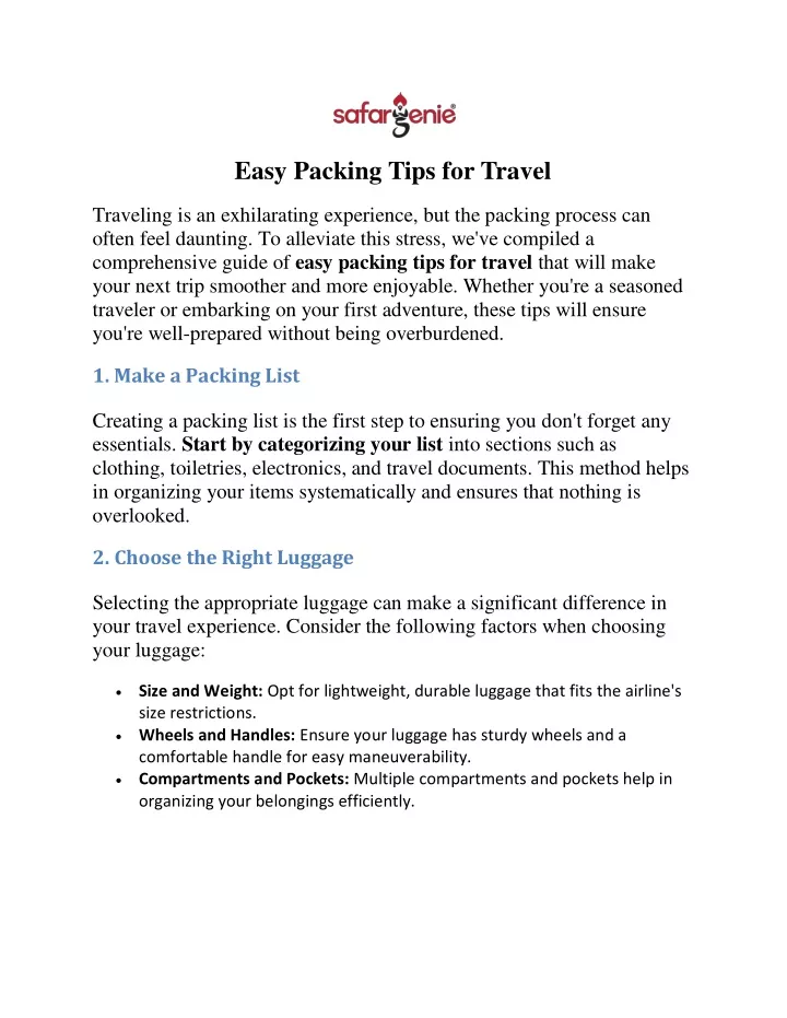 easy packing tips for travel