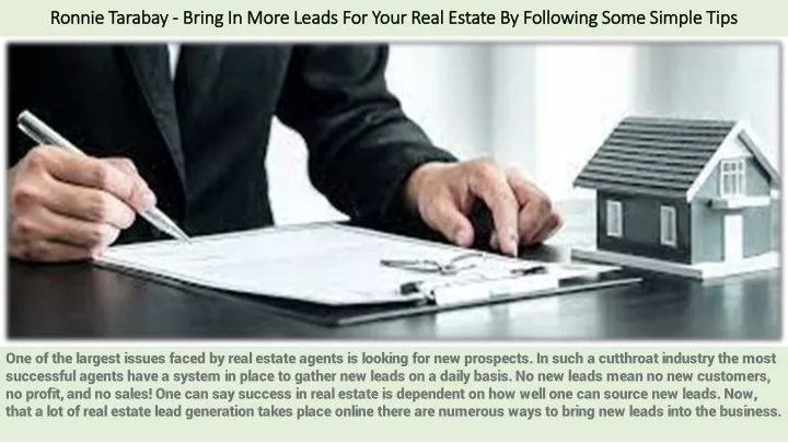 ronnie tarabay bring in more leads for your real estate by following some simple tips