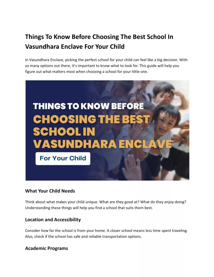 things to know before choosing the best school