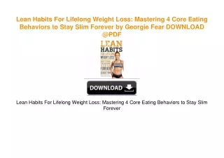 Lean Habits For Lifelong Weight Loss: Mastering 4 Core Eating Behaviors to Stay Slim