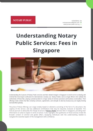 Understanding Notary Public Services Fees in Singapore