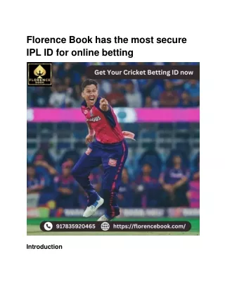 florence book has the most secure ipl id for online betting