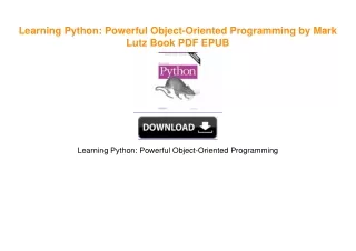 Learning Python: Powerful Object-Oriented Programming by Mark Lutz PDF EBOOK DOWNLOAD