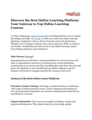 Discover the Best Online Learning Platform: Your Gateway to Top Online Learning