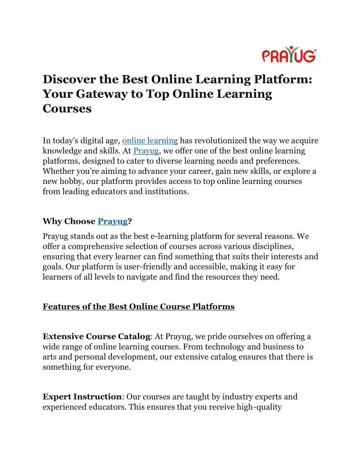 discover the best online learning platform your