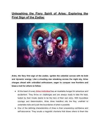 Unleashing the Fiery Spirit of Aries: Exploring the First Sign of the Zodiac