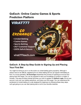 GoExch_ Online Casino Games & Sports Prediction Platform