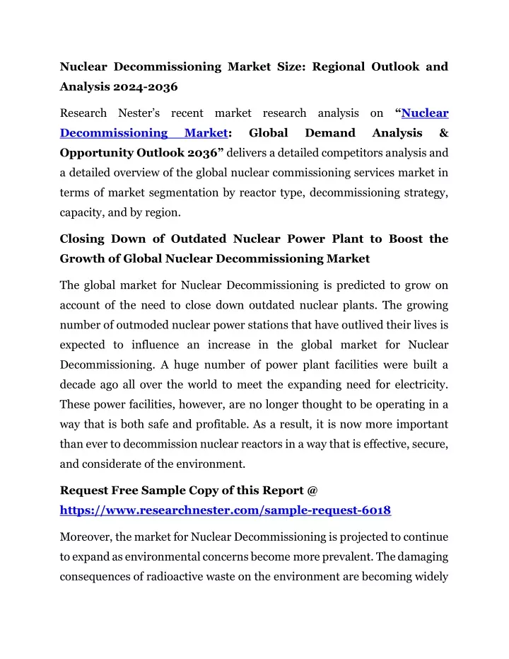 nuclear decommissioning market size regional