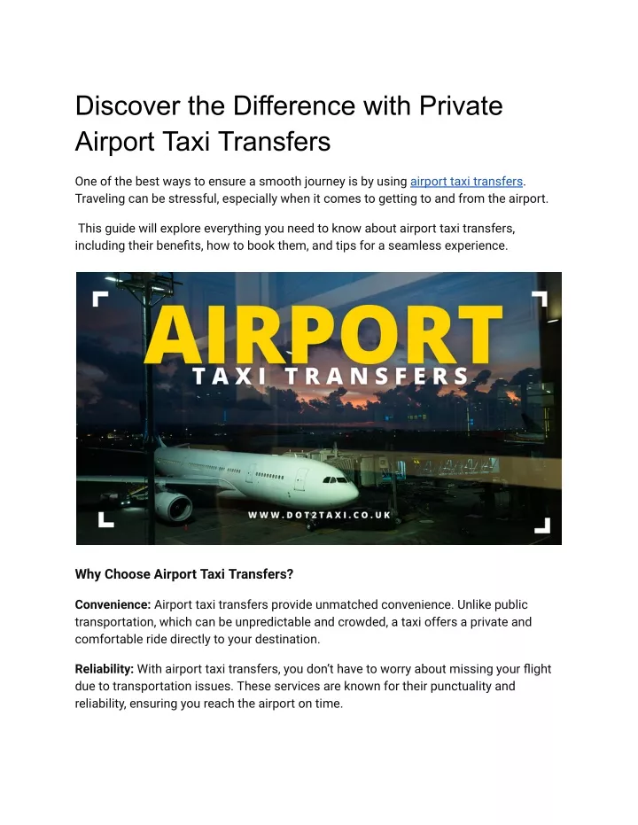 discover the difference with private airport taxi