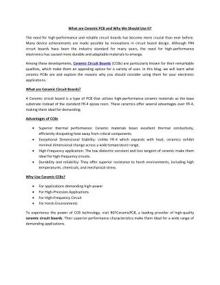 What are Ceramic PCB and Why We Should Use It?