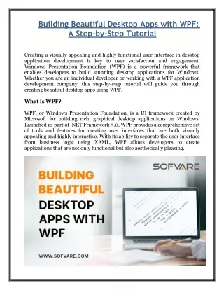 Building Beautiful Desktop Apps with WPF - A Step-by-Step Tutorial