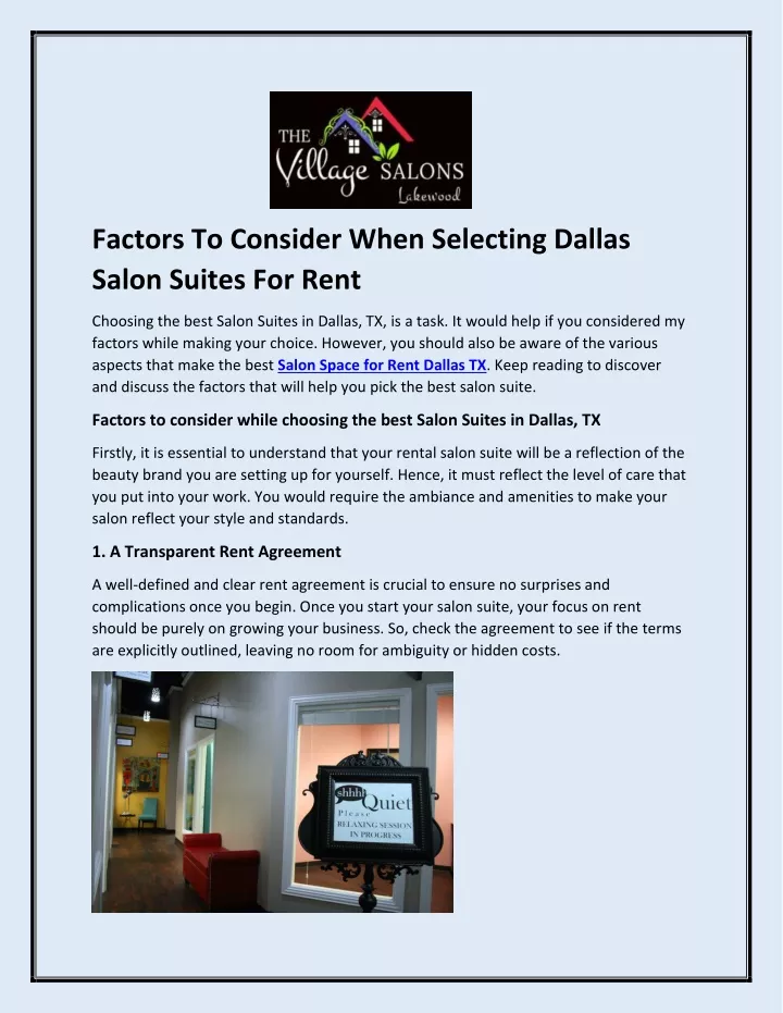 factors to consider when selecting dallas salon