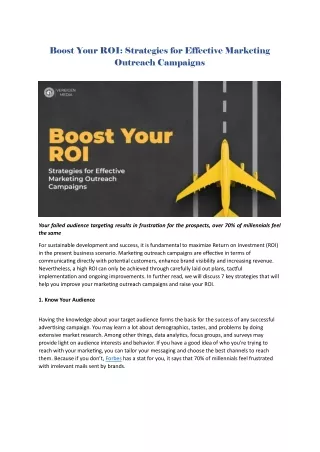 Boost Your ROI: Strategies for Effective Marketing Outreach Campaigns