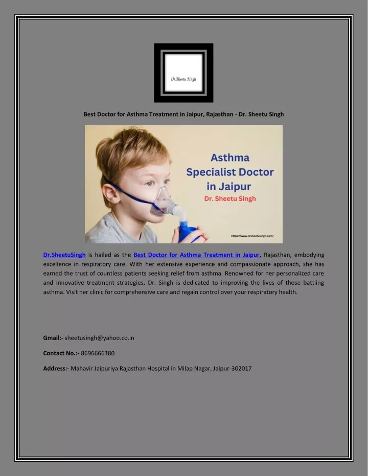 best doctor for asthma treatment in jaipur