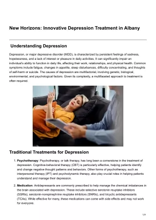 New Horizons Innovative Depression Treatment in Albany