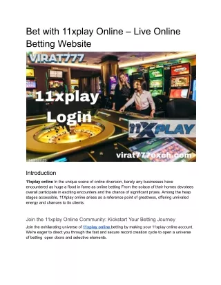 Bet with 11xplay Online – Live Online Betting Website