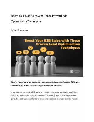 Boost Your B2B Sales with These Proven Lead Optimization Techniques