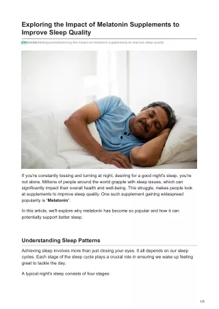 exploring the impact of melatonin supplements