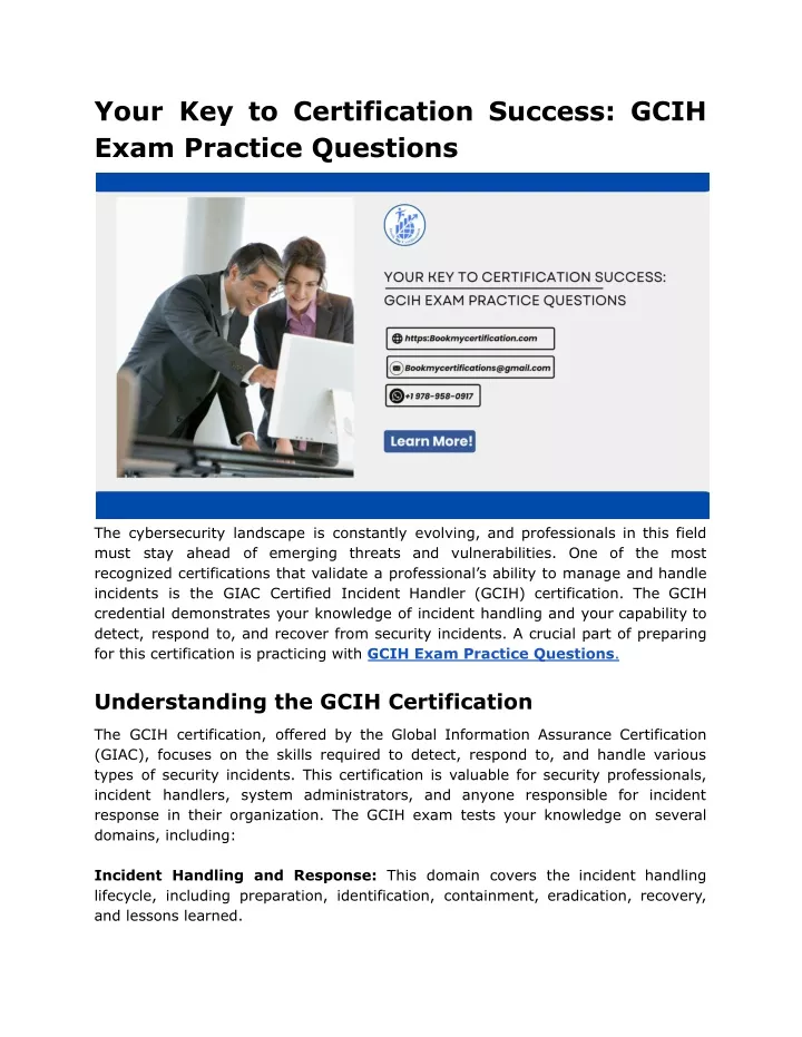 your key to certification success gcih exam