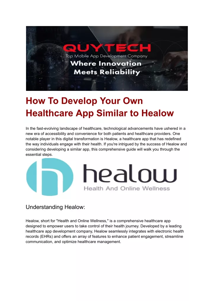 how to develop your own healthcare app similar