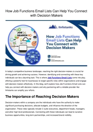 How Job Functions Email Lists Can Help You Connect with Decision Makers