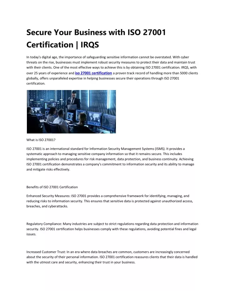 secure your business with iso 27001 certification