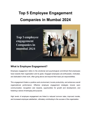 Top 5 employee engagement company in mumbai 2024