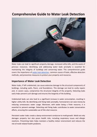 Comprehensive Guide to Water Leak Detection