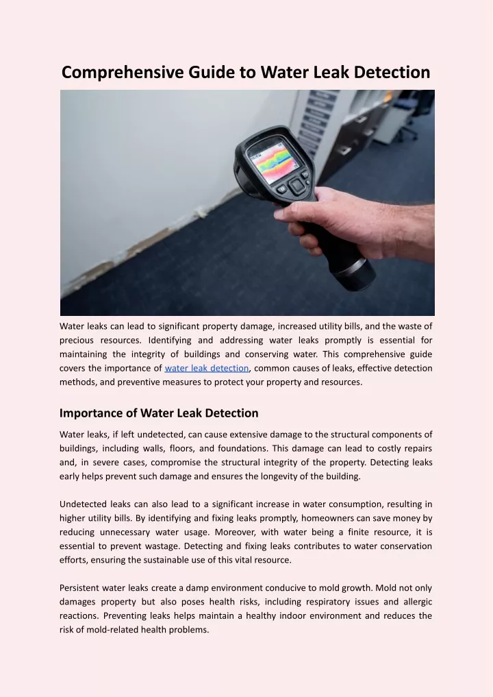 comprehensive guide to water leak detection